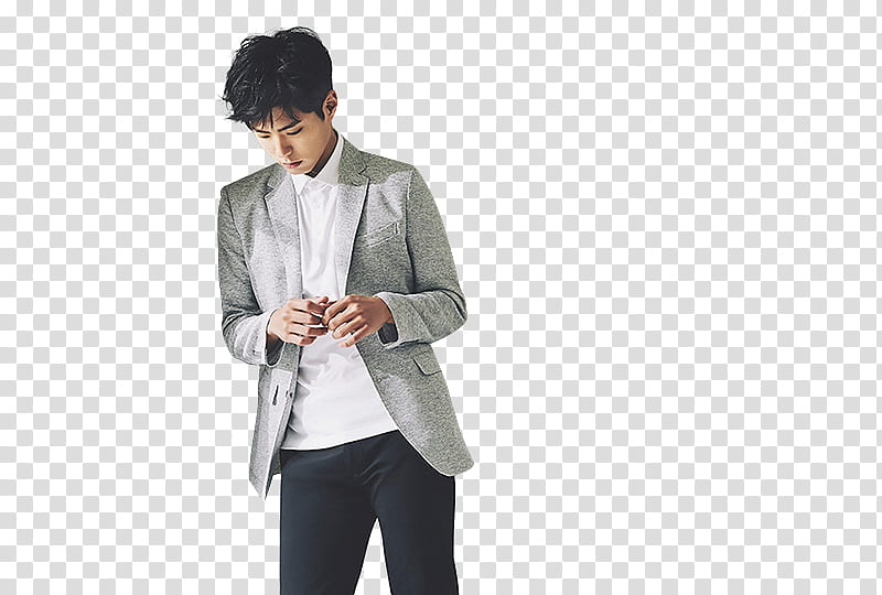 Park Bo Gum P Part, man wearing gray formal suit jacket transparent background PNG clipart