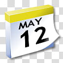 WinXP ICal, white and yellow May  calendar icon transparent background PNG clipart