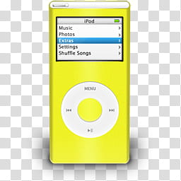 iPod , yellow iPod Shuffle transparent background PNG clipart