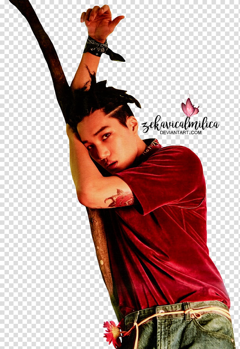 EXO Kai The War, man wearing red t-shirt transparent background PNG clipart