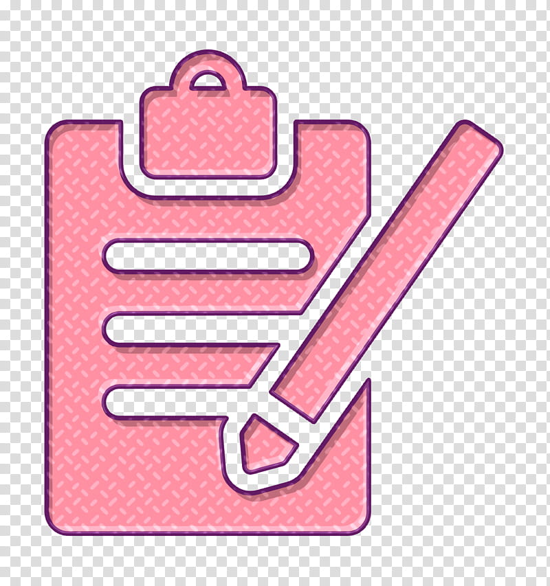 Clipboard with pencil icon Books icon Clipboard icon, Education Icon, Pink, Line, Symbol, Logo transparent background PNG clipart