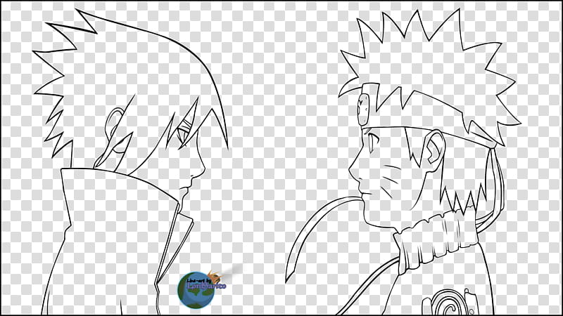 Naruto and Sasuke Lineart, Naruto and Sasuke sketch transparent background PNG clipart