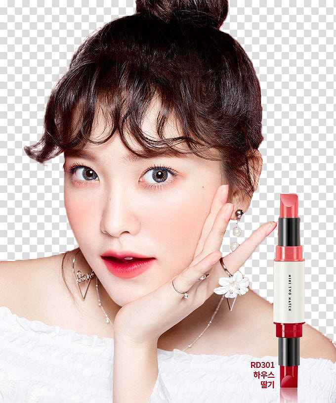 Red Velvet Etude House, woman wearing white flower ring transparent background PNG clipart