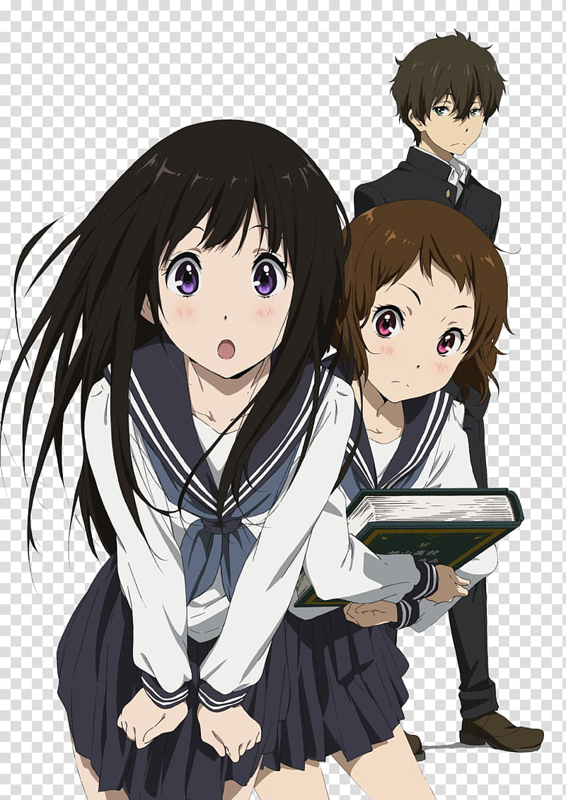 Hyouka, girls and boy anime character illustration transparent background PNG clipart