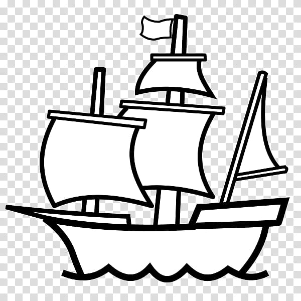 Ship, Piracy, Boat, Watercraft, Sailing, Caravel, Line Art, Vehicle transparent background PNG clipart