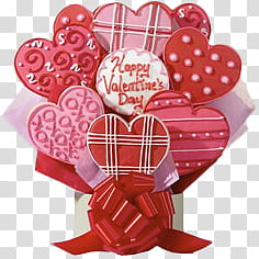 Valentine day  s, valentine candies with red ribbon transparent background PNG clipart