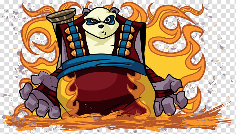 Panda King Frenzy, monster wearing vest emitting fire illustration transparent background PNG clipart