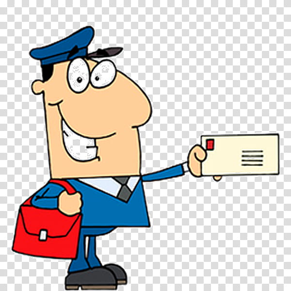 Mail Carrier, Cartoon, Pleased transparent background PNG clipart