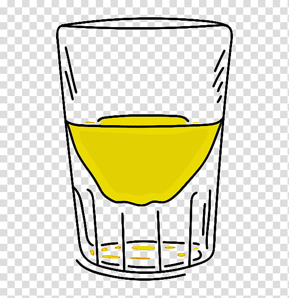 drinkware pint glass yellow highball glass tumbler, Tableware, Old Fashioned Glass, Line transparent background PNG clipart