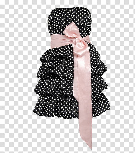 x Fashion, black and white polka-dotted dress transparent background PNG clipart