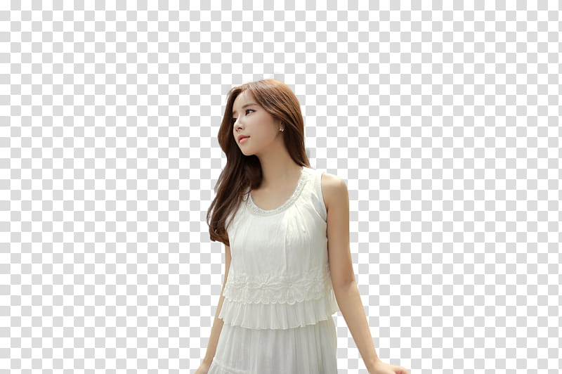 Jung Yeon, woman in white dress transparent background PNG clipart