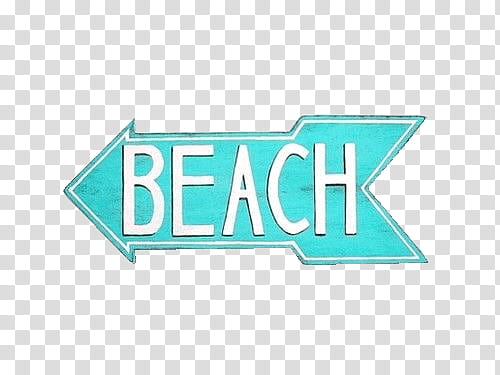 , teal and white Beach sign art transparent background PNG clipart