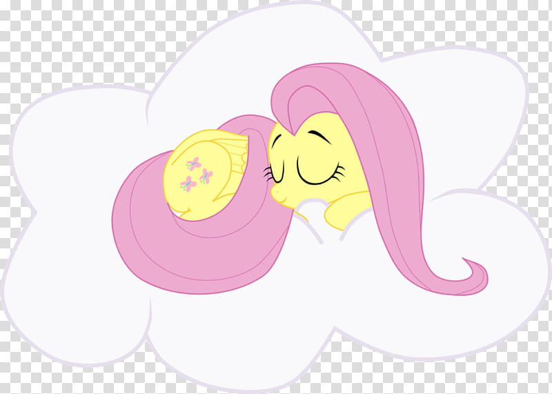 Fluttershy Sleeping in a Cloud, yellow and pink My Little Pony transparent background PNG clipart
