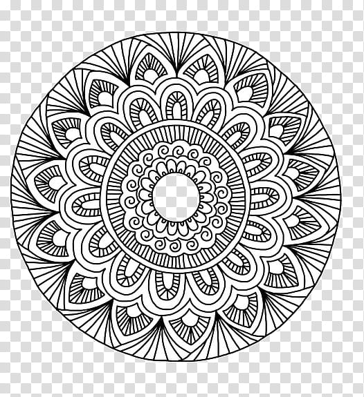S, white and black flower mandala illustration transparent background ...