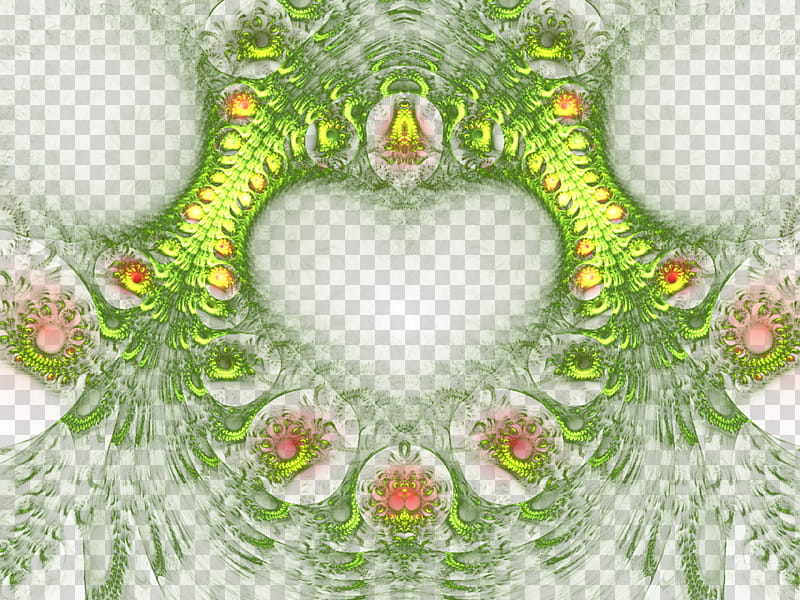 Fractal , green and brown heart art transparent background PNG clipart