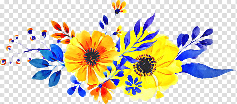 Blue Watercolor Flowers, Common Daisy, Floral Design, Watercolor Painting, Flower Bouquet, Yellow, Oxeye Daisy, Frames transparent background PNG clipart