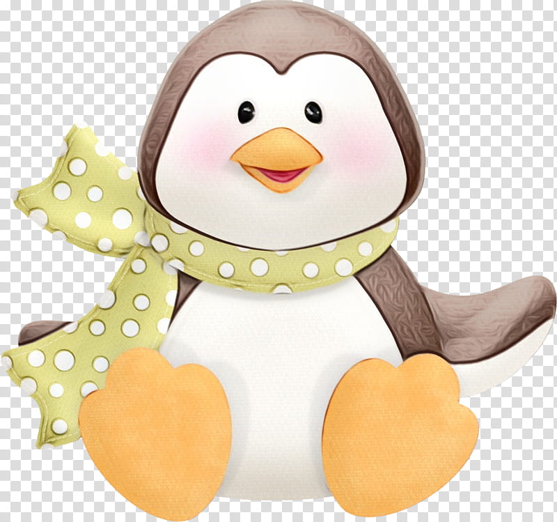 Baby toys, Watercolor, Paint, Wet Ink, Flightless Bird, Penguin, Yellow, Cartoon transparent background PNG clipart