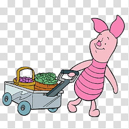 iconos y Pigglet, Pigglet By; MinnieKawaiiTutos (), Piglet pulling gray wagon transparent background PNG clipart