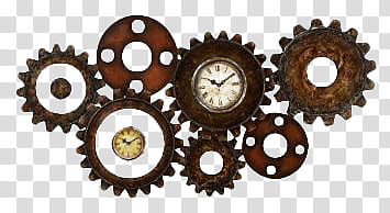 Steampunk Clocks  s, brown and black gears art transparent background PNG clipart