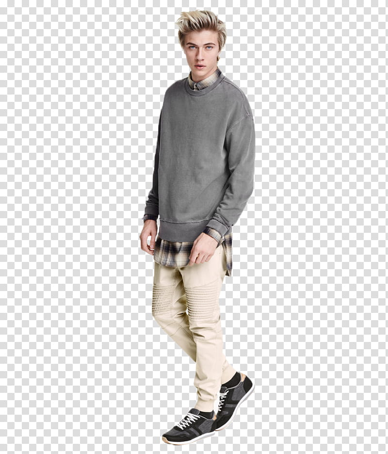 Lucky Blue Smith, men's gray dress shirt transparent background PNG clipart