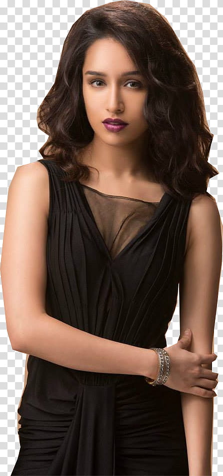 Shraddha Kapoor, woman wearing black v-neck sleeveless dress transparent background PNG clipart