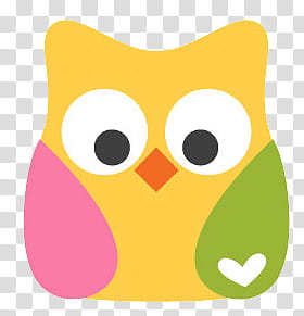 Super descargatelo, yellow, green, and pink owl transparent background PNG clipart