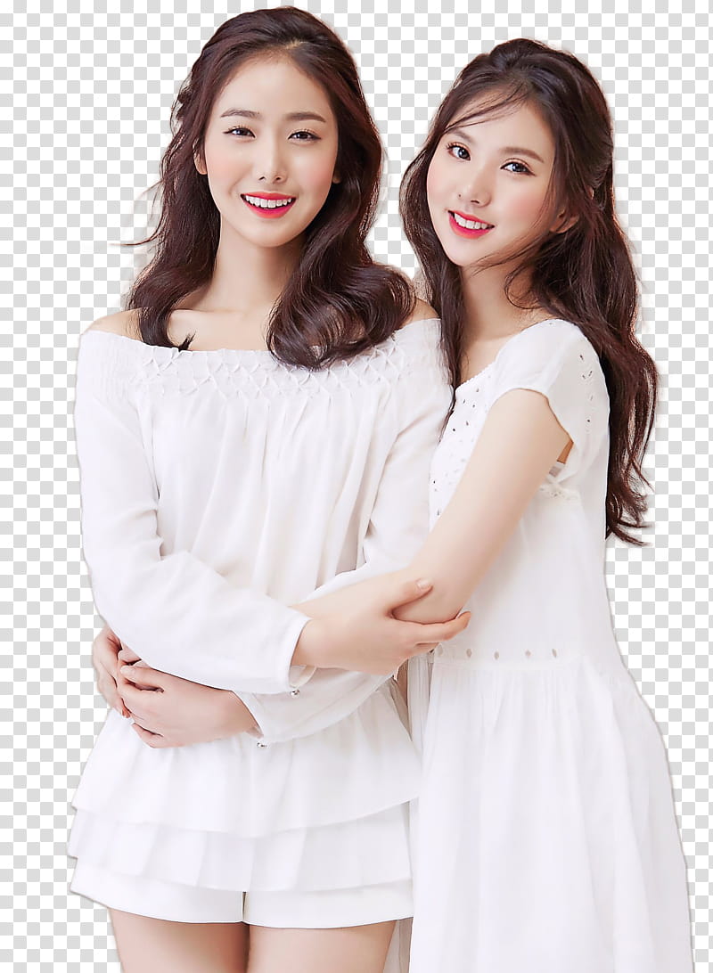 GFriend STAR x Etude, woman wearing white off-shoulder tunic beside another woman transparent background PNG clipart