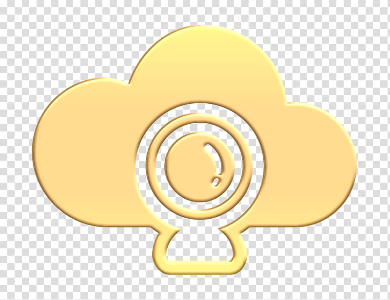 cam icon cloud icon cloud computing icon, Communication Icon, Multimedia Icon, Web Icon, Yellow, Text, Symbol, Circle, Logo, Emblem transparent background PNG clipart