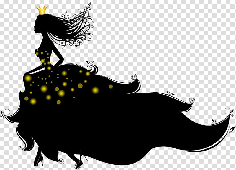 Girl, Silhouette, Logo, Crown, Black Hair transparent background PNG clipart
