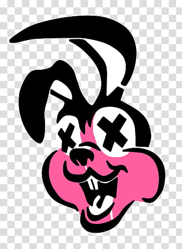 Drunk Bunny, black and pink heart illustration transparent background PNG clipart