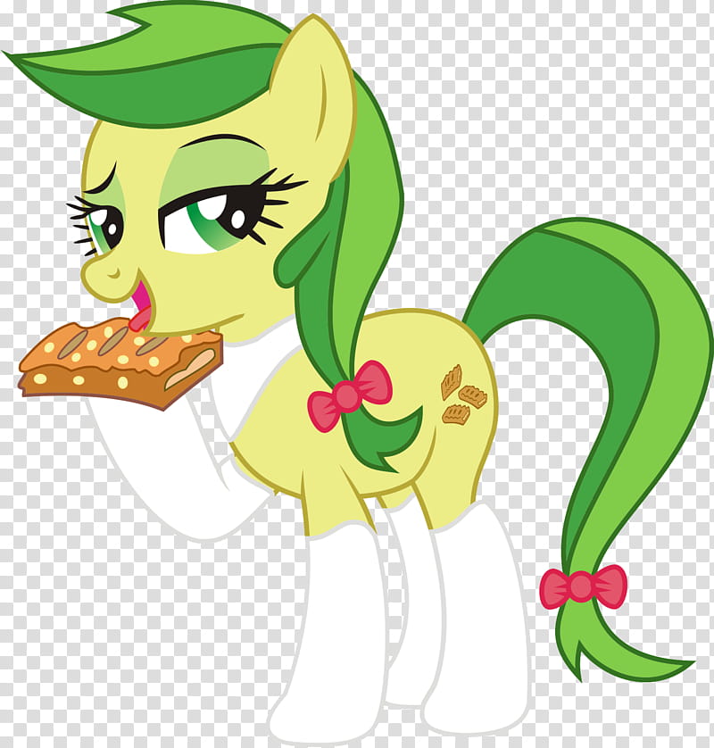 Apple Fritter bite, white and green pony character transparent background PNG clipart