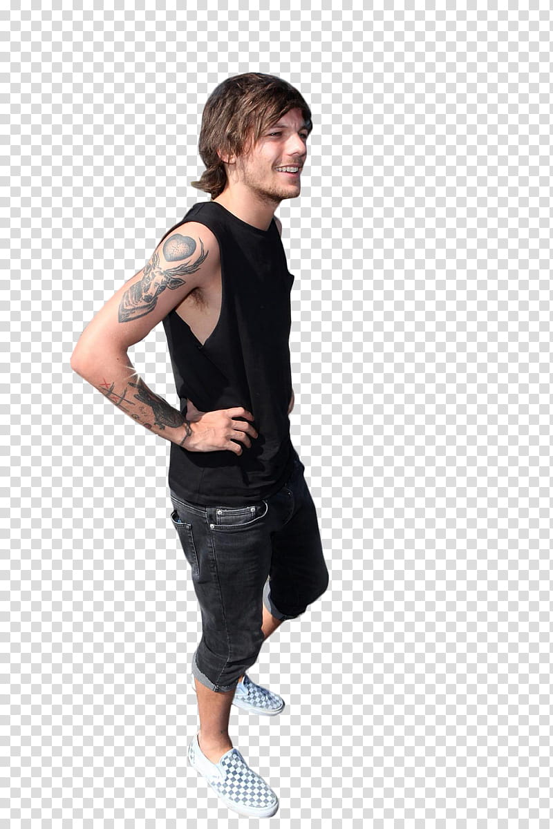 LouisTomlinson, man wearing black sleeveless shirt transparent background PNG clipart