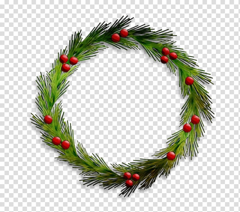 Christmas decoration, Watercolor, Paint, Wet Ink, Pine, Wreath, Plant, Twig, Leaf, Conifer transparent background PNG clipart