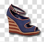 cosmo fashion, women's unpaired blue and brown peep-toe ankle-strapped wedge transparent background PNG clipart