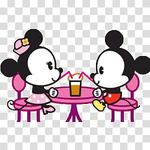 Disney Cute, Minnie and Mickey Mouse sipping drink illustration transparent background PNG clipart