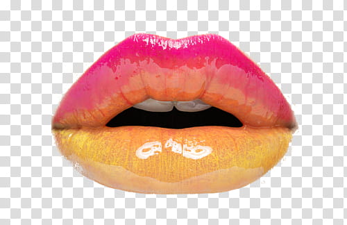 Tipo , lips with pink and yellow lipstick transparent background PNG clipart