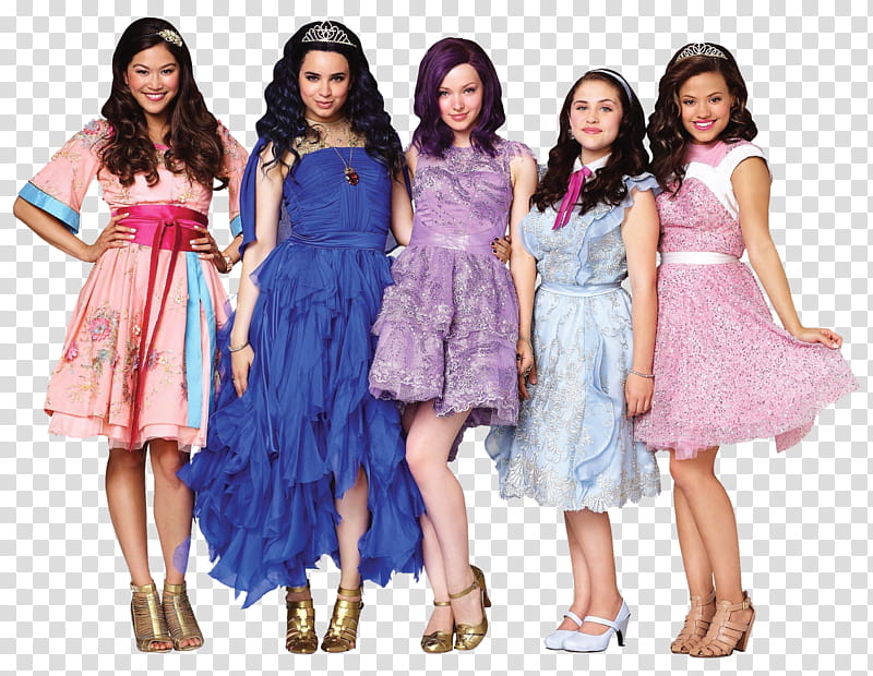 Disney Descendants Mega , group of women wearing assorted-color dresses transparent background PNG clipart