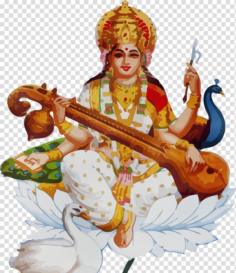 Veena Saraswati Veena Indian Musical Instruments Rudra Veena Musical Instrument Vasant Panchami Basant Panchami Saraswati Puja Watercolor Paint Wet Ink String Instrument Transparent Background Png Clipart Hiclipart