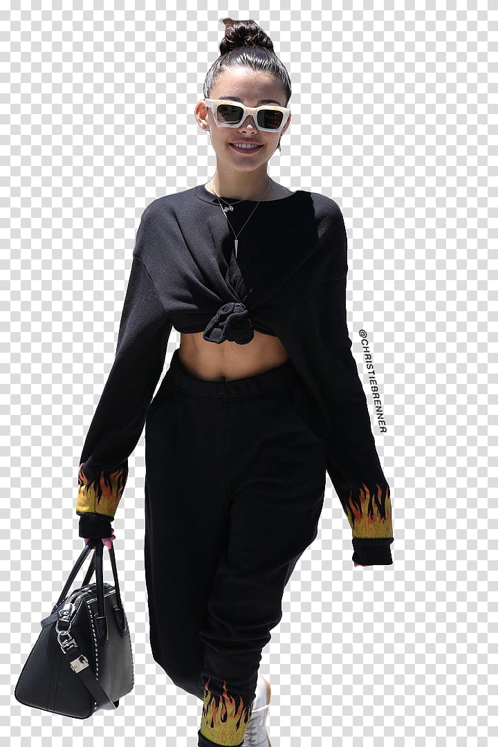 Madison Beer , woman wearing black crop-top sweatshirt transparent background PNG clipart