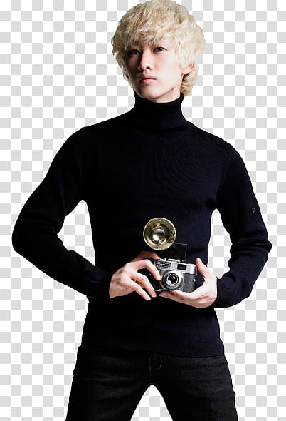 Super Junior A CHa , man holding DSLR camera transparent background PNG clipart