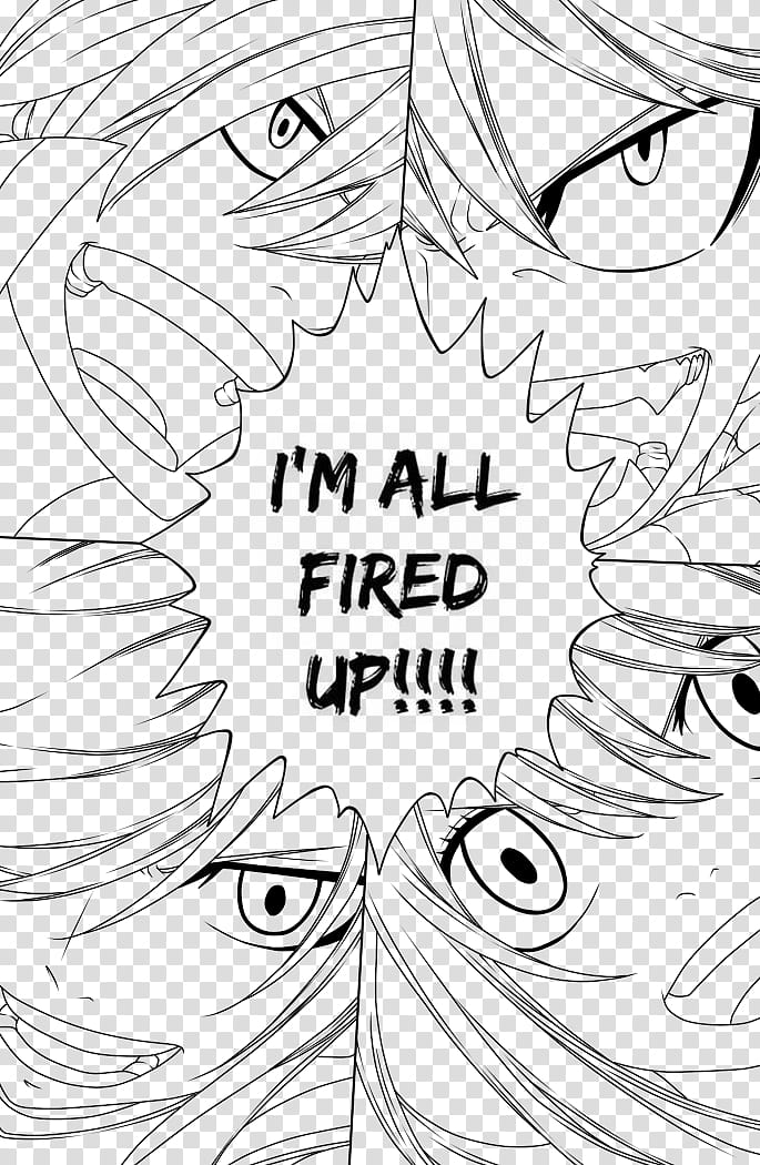 Fairy Tail We re all fired up lineart file, comic strip transparent background PNG clipart