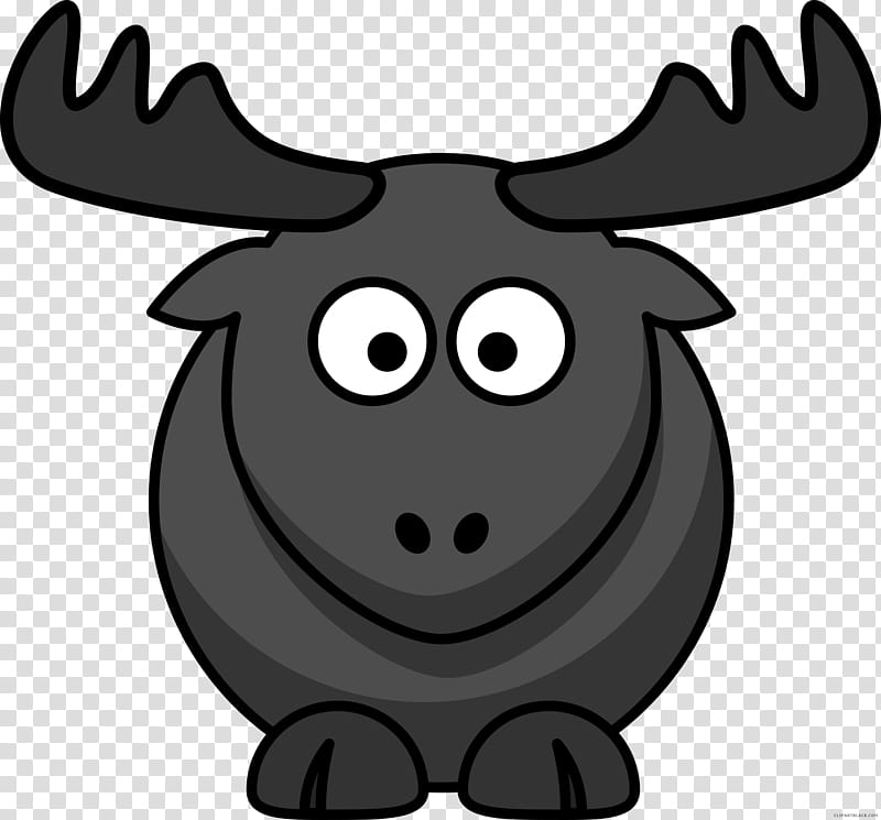Moose Black And White, Deer, Elk, Cartoon, Drawing, Black And White
, Head, Snout transparent background PNG clipart