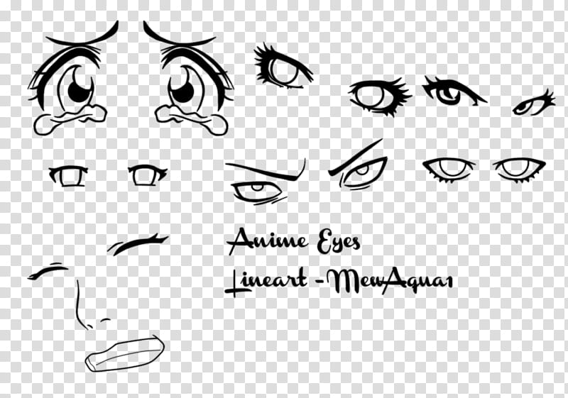 Line Art Eyes, white and black eyes illustration transparent background PNG clipart