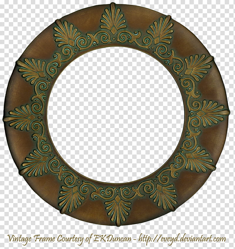 Vintage Bronze Round Patterned Frame, round brown frame template transparent background PNG clipart