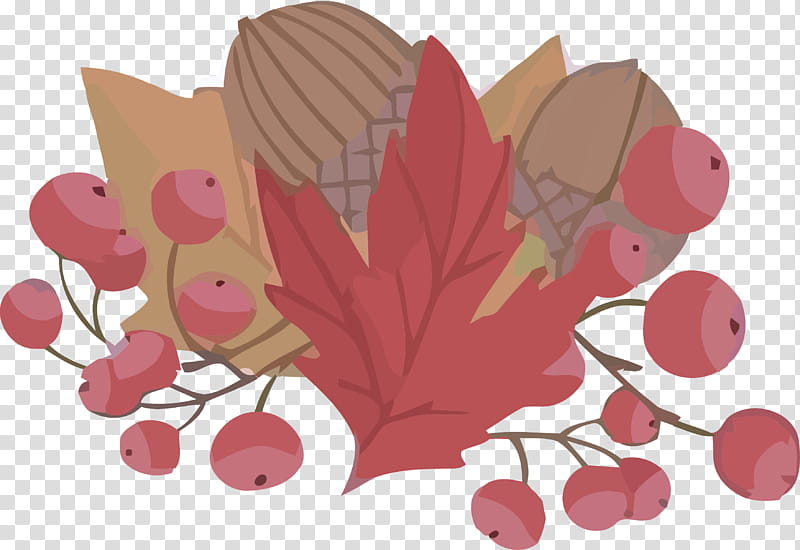 autumn acorns leaves, Leaf, Pink, Plant, Tree, Petal transparent background PNG clipart