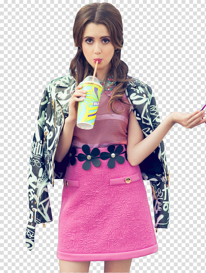 Laura Marano, woman holding and drinking juice transparent background PNG clipart