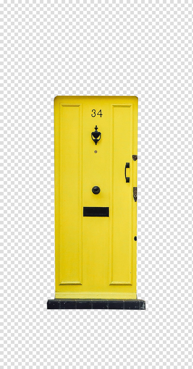 yellow painted door with  number transparent background PNG clipart