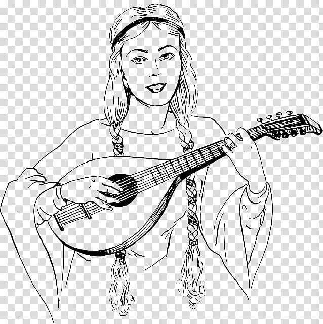 Violin, Drawing, Musical Instruments, Lute, Guitar, Girl, Woman, Cartoon transparent background PNG clipart