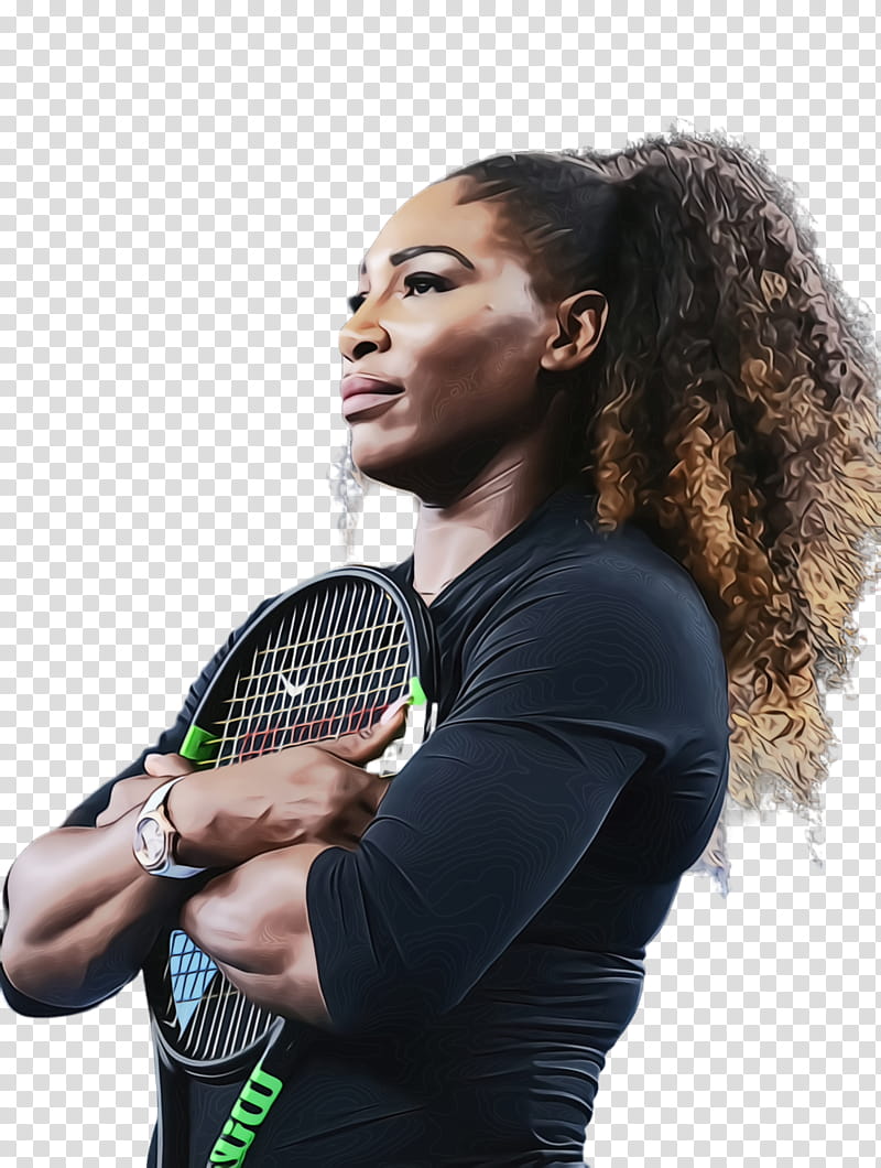 Cartoon Microphone, Serena Williams, Tennis Player, Long Hair, Hair Coloring, Afro, Black Hair, Shoulder transparent background PNG clipart