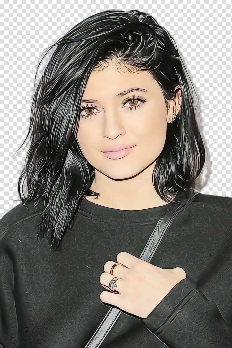 Hair, Watercolor, Paint, Wet Ink, Kylie Jenner, Bob Cut, Hairstyle ...